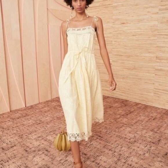 NWOT ULLA JOHNSON Lily Midi Dress in Sunlight M $895